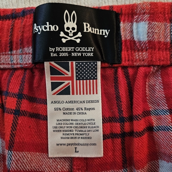 Psycho Bunny Red Flannel Pajama Pants Size Large - Picture 5 of 7